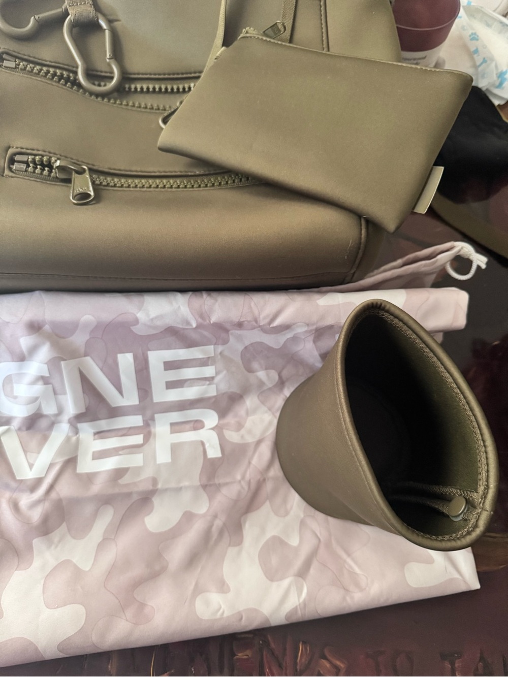 Dagne Dover Olive Green Square Nappy Backpack - Picture 3 of 4
